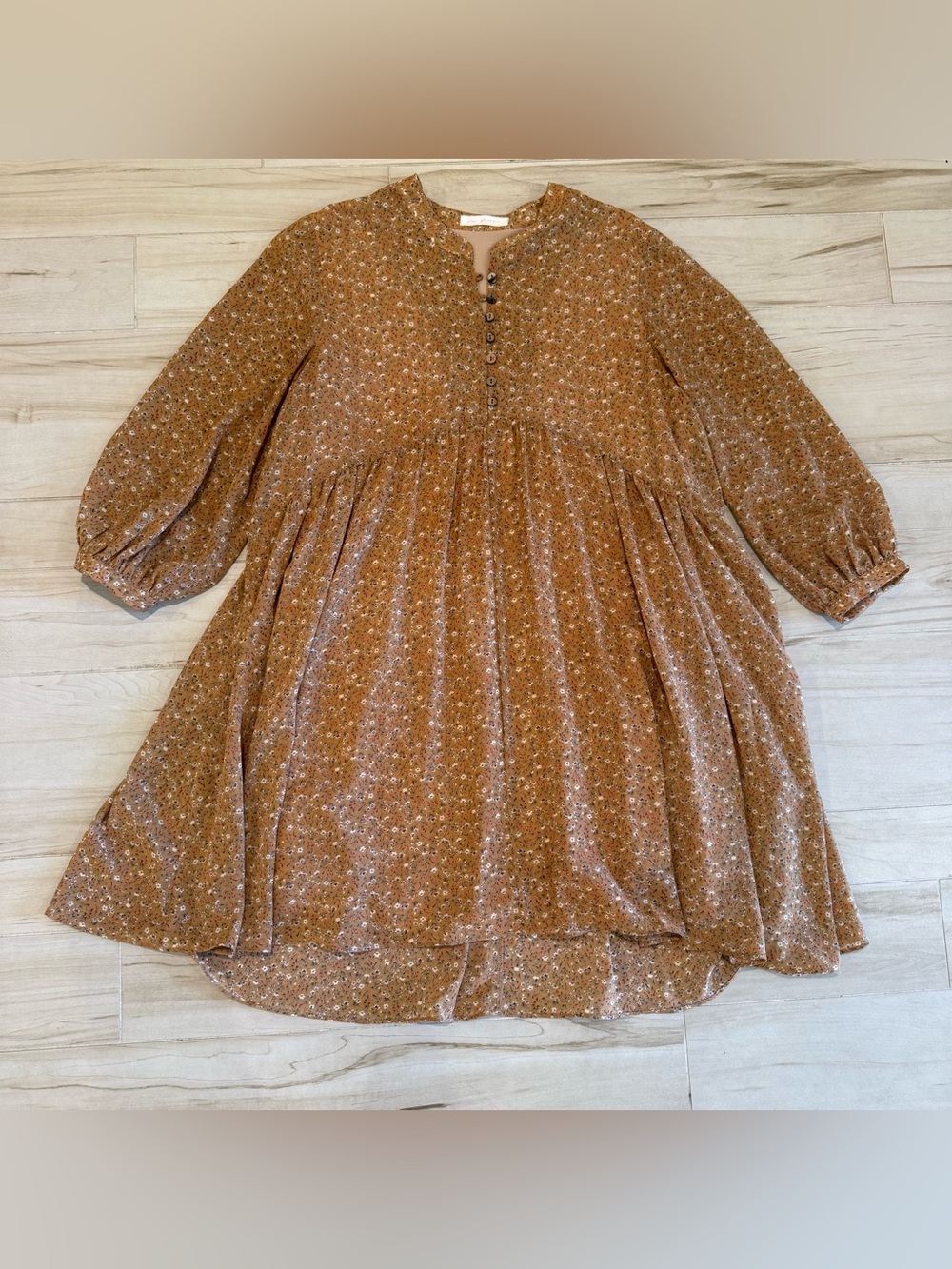 Boho Floral Mini Dress Orange Red Floral Peasant Dress Size M